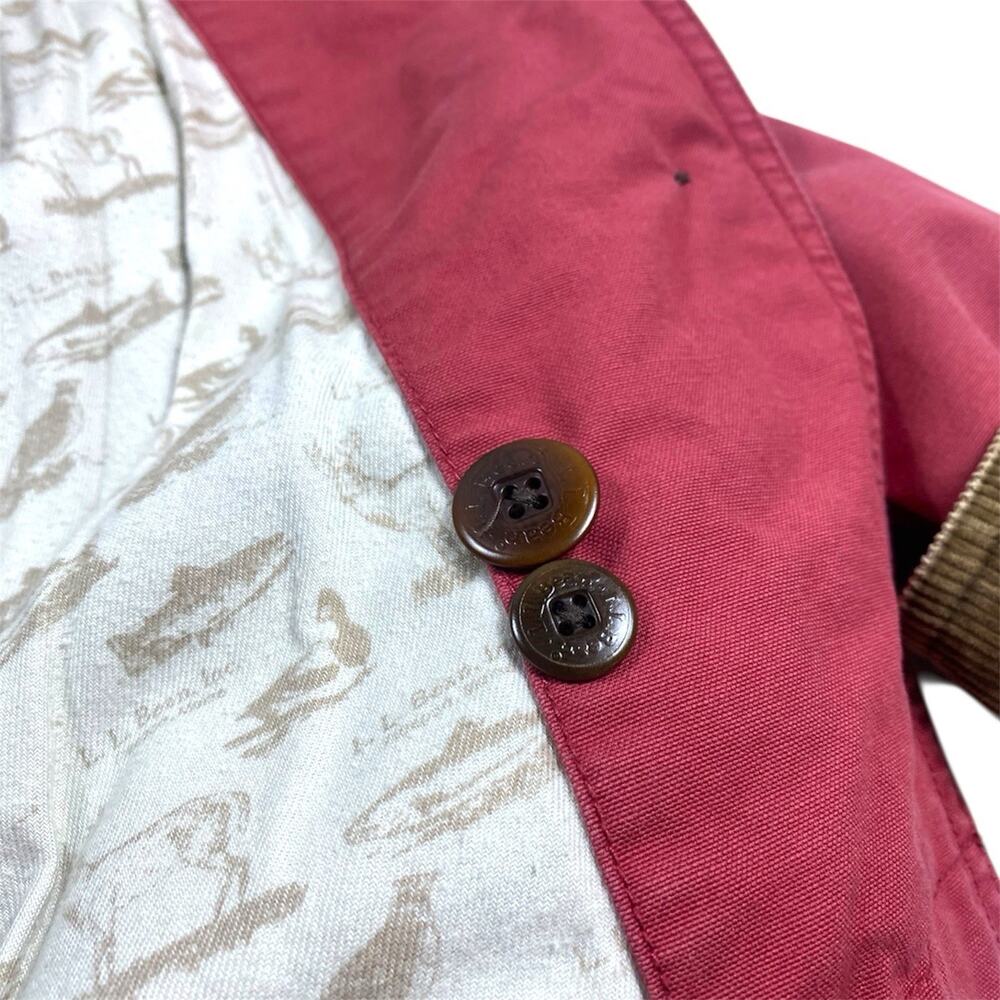 LL Bean Chore Barn Canvas Coat Utility Jacket Red Womens MED Flannel Lined - Picture 8 of 13